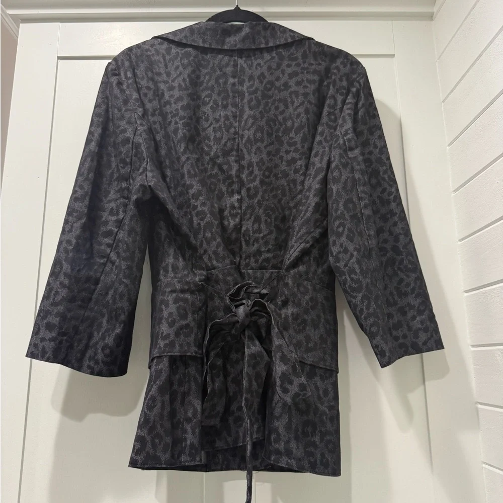 Sandro Women Black Animal Print‎ Jacket Size 1X